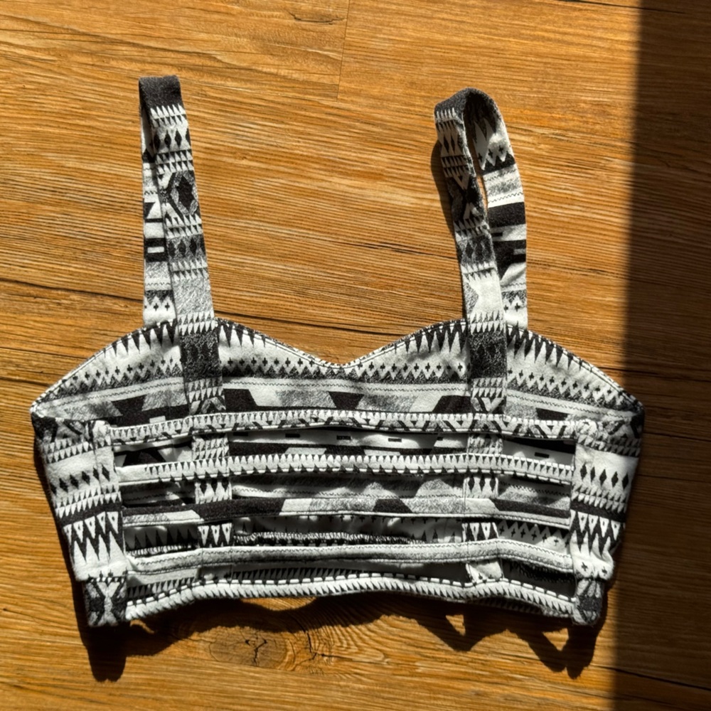 Full Tilt Black and White Aztec Bralette size Small